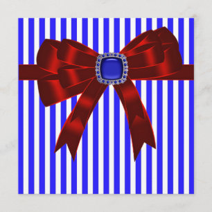 Blue White Stripe Company Picnic BBQ Invitation