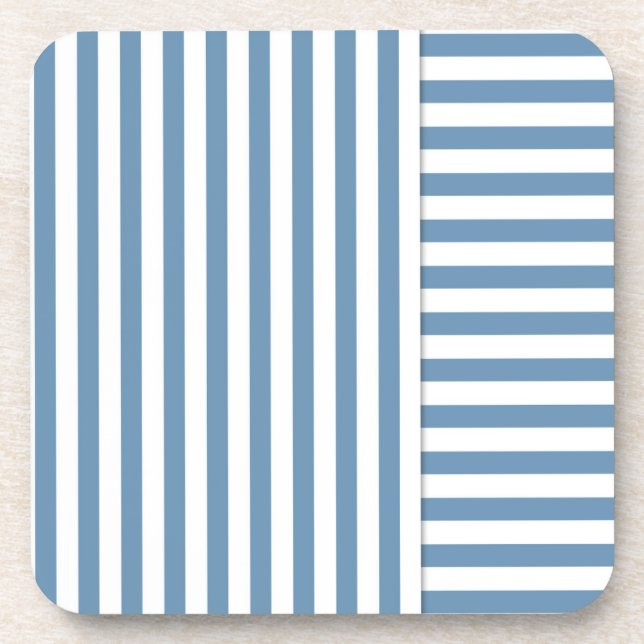 blue white stripe pattern coaster (Front)