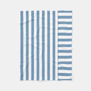 blue white stripe pattern fleece blanket