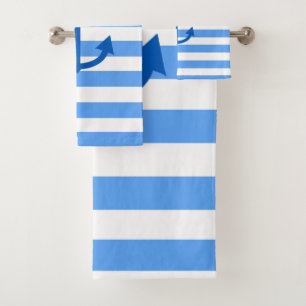 Blue & White Stripe Pattern with Anchor Bath Towel Set