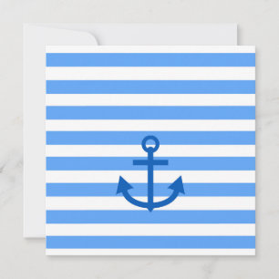 Blue & White Stripe Pattern with Anchor Card