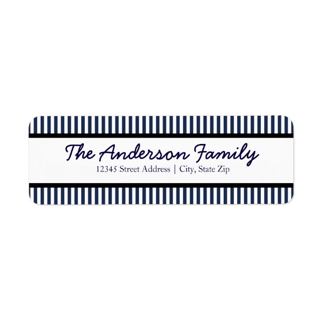 Blue & White Stripe - Return Address Label (Front)