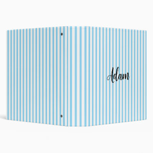 Blue White Stripe Script Name Personalized Binder