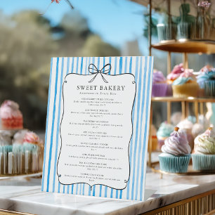 Blue White Stripe Vintage Bow Price List Pedestal Sign