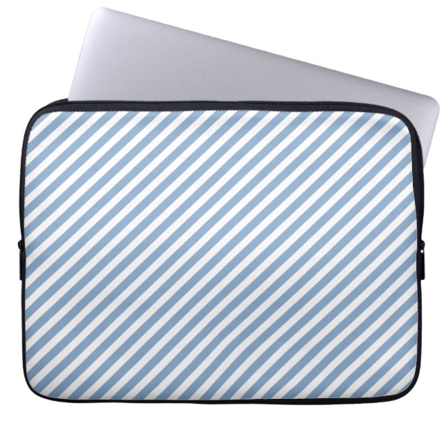 Blue & White Striped Laptop Sleeve (Front)