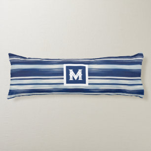 Blue & White Striped Monogram Body Pillow