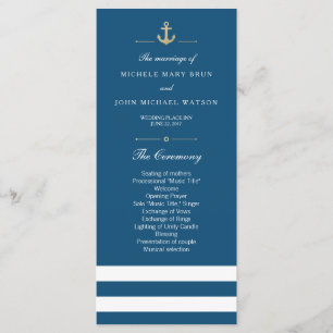 Blue White Striped Nautical Program Rack Cards
