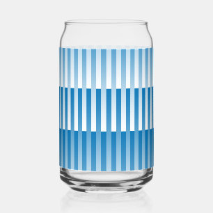 Blue White Striped Pattern Can Glass