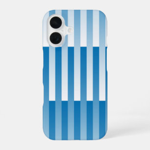 Blue White Striped Pattern iPhone 16 Case