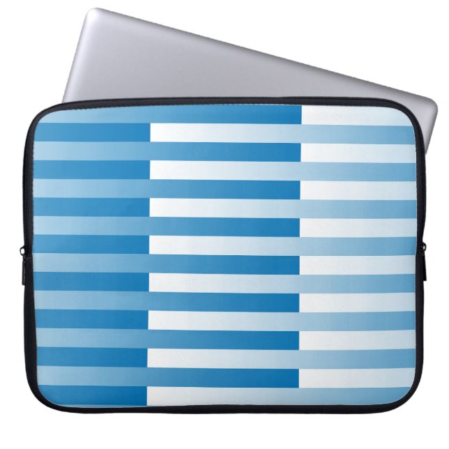 Blue White Striped Pattern Laptop Sleeve (Front)