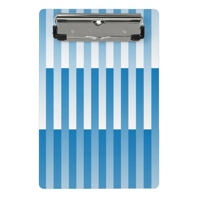 Blue White Striped Pattern Mini Clipboard (Front)