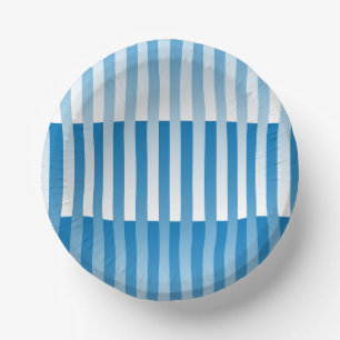 Blue White Striped Pattern Paper Plate