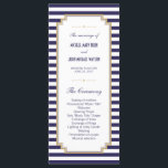 Blue White Striped Wedding Program Rack Cards<br><div class="desc">Customize this Stylish Modern Blue and White Striped Nautical Wedding Program Cards. Don't forget to personalize the back side too. Set as a template for an easy customization. Below are links to a matching Wedding Invitation, RSVP Card, Guest Information Directions Cards, Rehearsal Dinner Invitation, Thank You Tag Cards and Stickers:...</div>