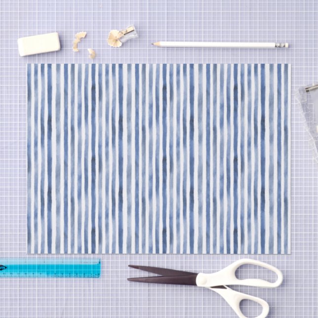Blue White Stripes Birthday  Tissue Paper (Craft)
