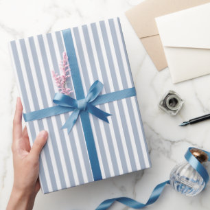 Blue White Stripes Birthday Wrapping Paper