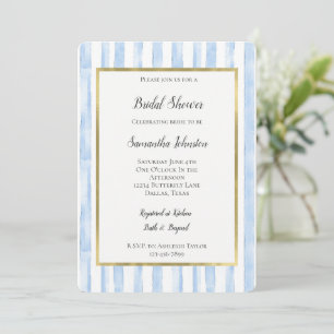 Blue White Stripes Bridal Shower Invitation
