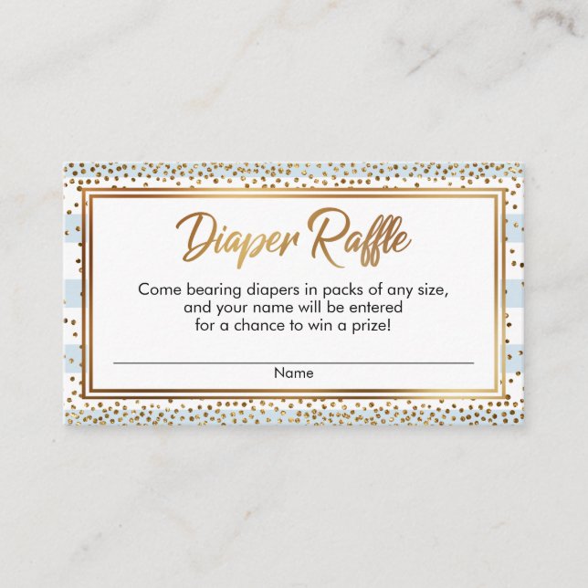 Blue & White Stripes, Confetti Diaper Raffle Cards (Front)