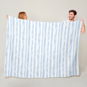 Blue White Stripes Fleece Blanket