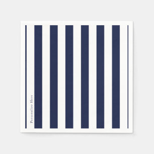 Blue & White Stripes Modern Striped Personalized Napkin