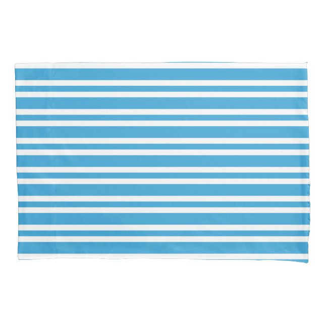 Blue White Stripes Pattern Pillowcase (Front-Left)