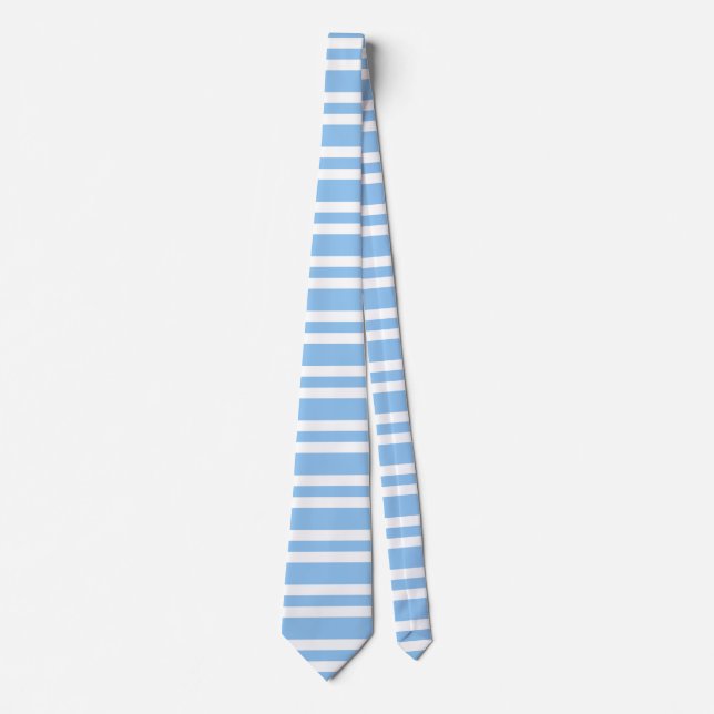 Blue White Stripes Pattern Tie (Front)