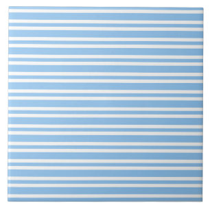 Blue White Stripes Pattern Tile