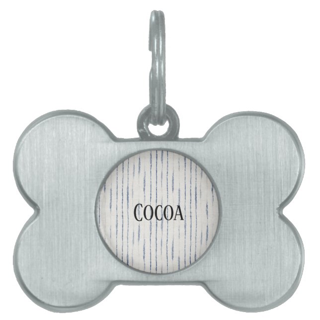 Blue White Stripes Pet ID Tag (Front)