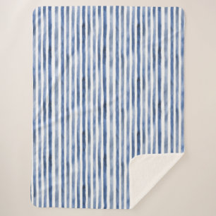 Blue White Stripes Sherpa Blanket