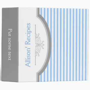 Blue white stripes with frame recipe binder