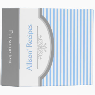 Blue white stripes with frame recipe binder