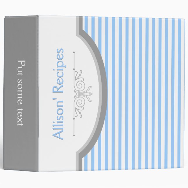 Blue white stripes with frame recipe binder (Front/Spine)