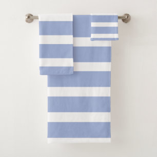 Blue White Summer Coastal Stripe Pattern Bath Towel Set