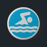 Blue & White Swimming & Diving Swimmer Swim Decal 2 Inch Round Button<br><div class="desc">Blue & White Swimming & Diving Swimmer Swim Decal Button: A simple button for swimmers,  swim coaches and fans,  featuring the classic swimmer icon in blue and white.</div>