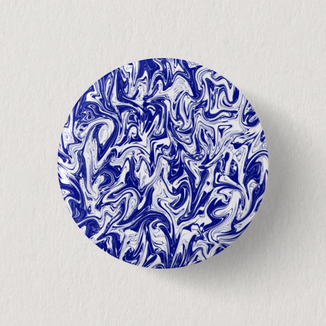 Blue & White Swirl 1 Inch Round Button (Front)