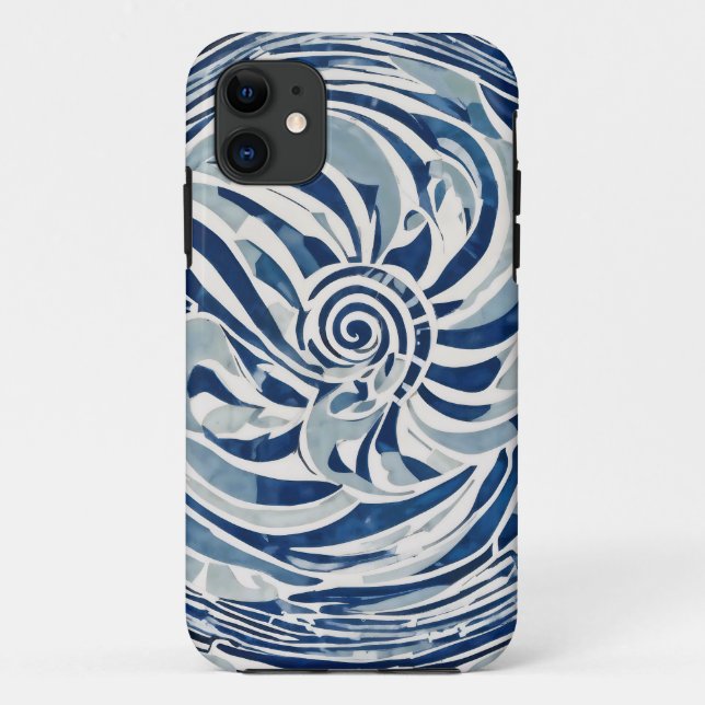 Blue White Swirl Pattern 02 Case-Mate iPhone Case (Back)