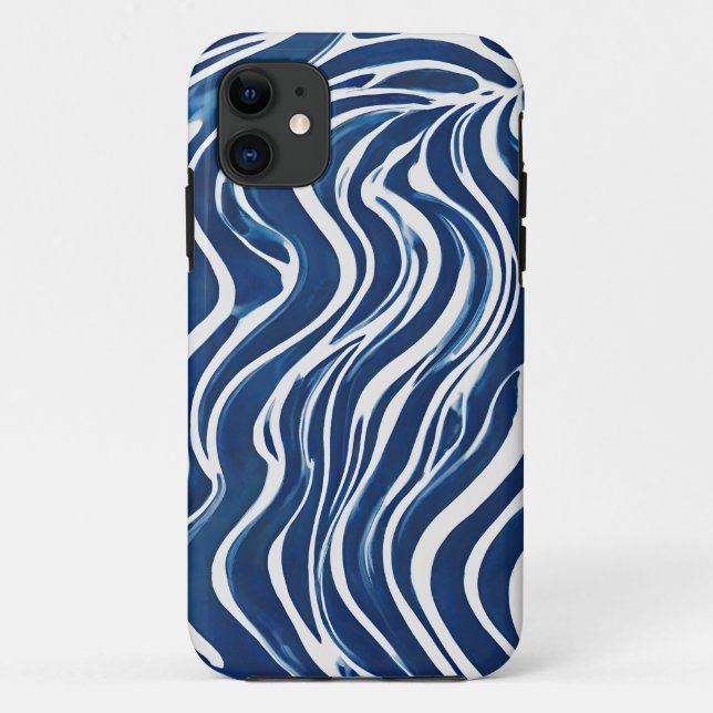 Blue White Swirl Pattern 06 Case-Mate iPhone Case (Back)