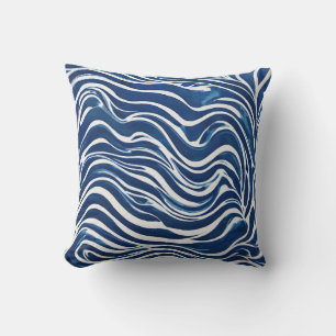 Blue White Swirl Pattern 06 Throw Pillow
