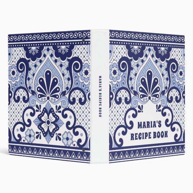 Blue & White Talavera Mexican Tile  Recipe  Binder (Background)