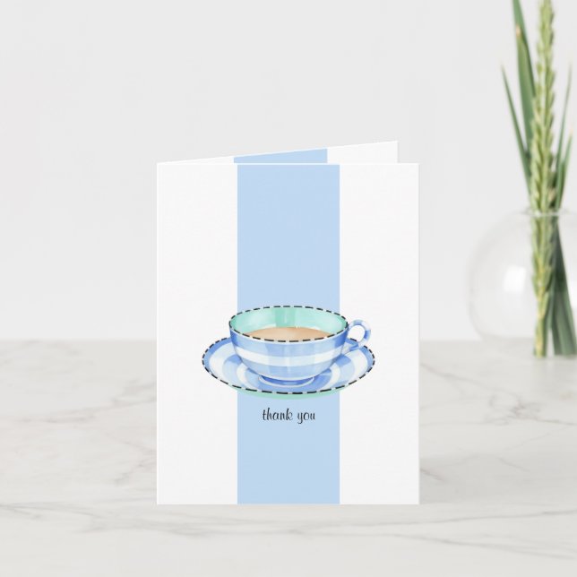 Blue White Teacup blanc bleu Merci Carte Note (Devant)
