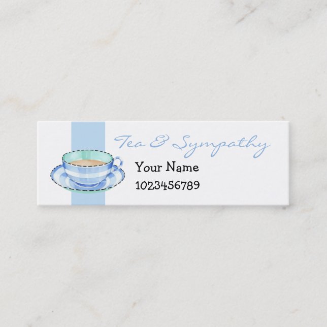 Blue White Teacup petit Carte de visite bleu blanc (Devant)