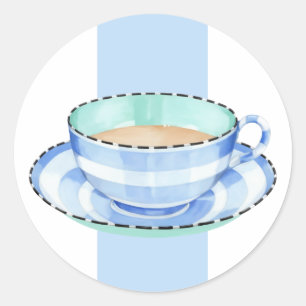 Blue White Teacup white blue Sticker