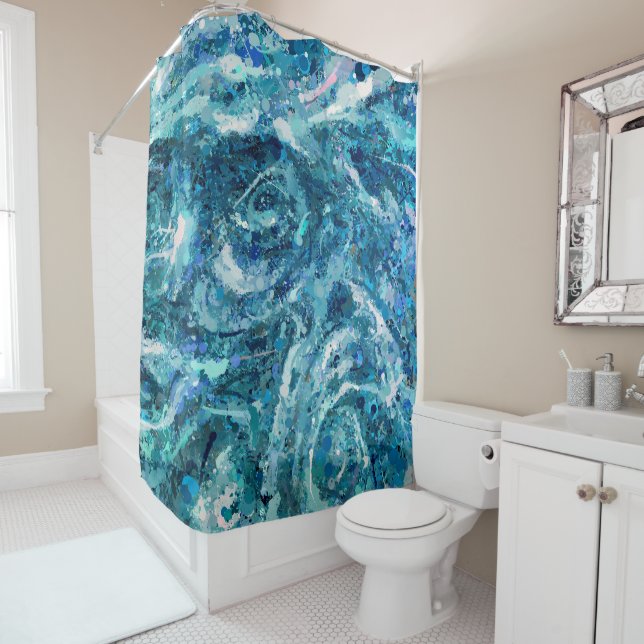 Blue White Teal Sea Waves Splash Abstraction (In Situ)