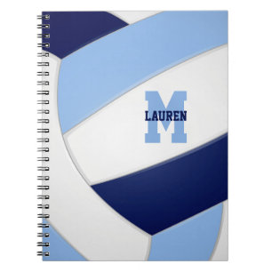 blue white team colors sports kids volleyball notebook