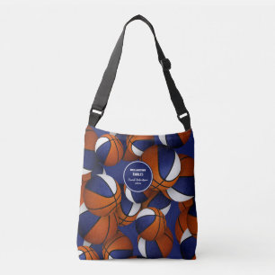 blue white team colours basketball coach crossbody bag