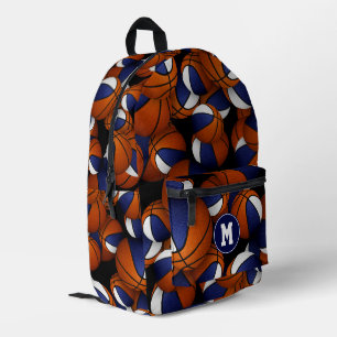 blue white team colours basketballs pattern printed backpack