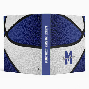blue white team colours boys girls basketball binder