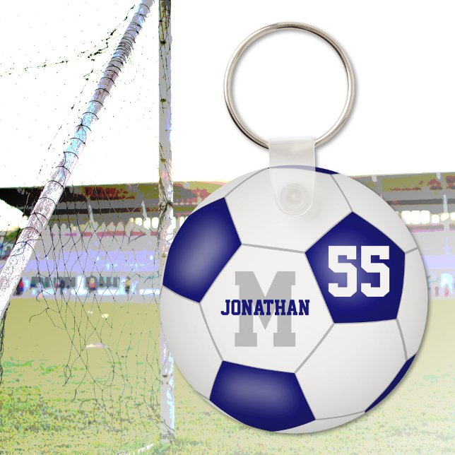 blue white team colours boys girls soccer ball keychain (Creator Uploaded)