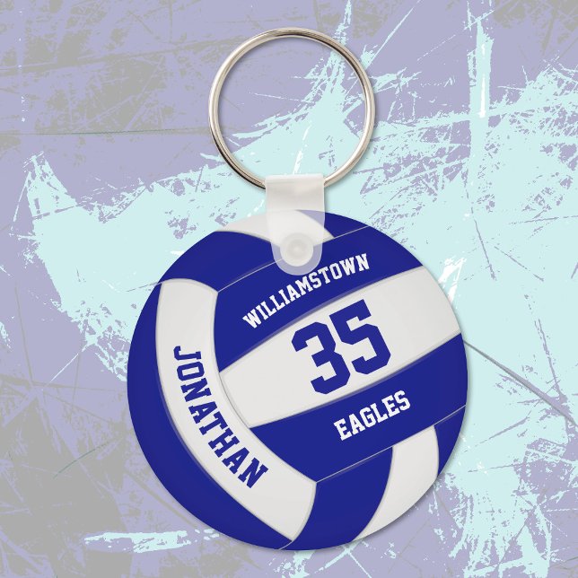 blue white team colours boys girls volleyball keychain (Creator Uploaded)