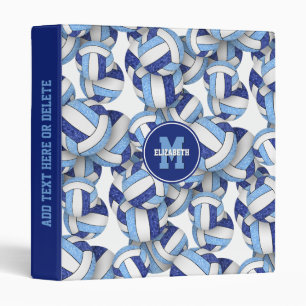 blue white team colours girly volleyballs pattern binder