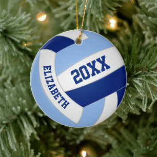 blue white team colours sports volleyball ceramic ornament